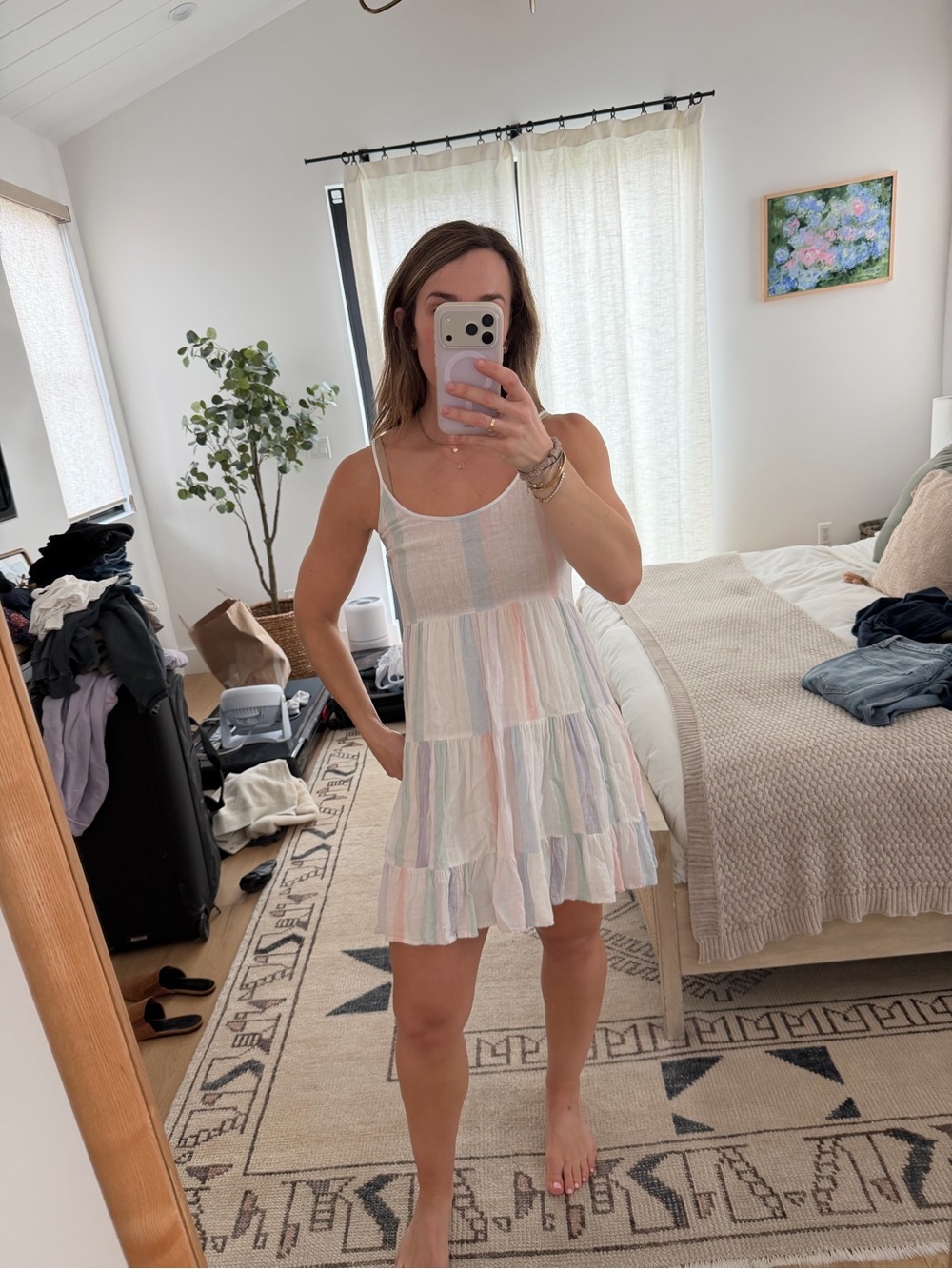 Rails Pastel Stripe Tiered Mini Dress